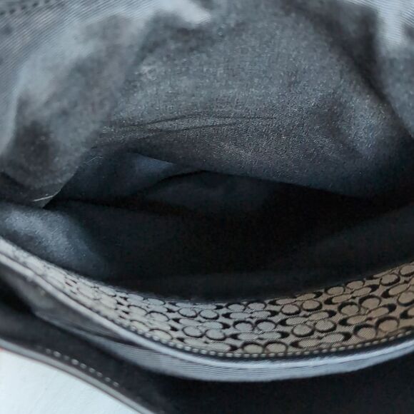 Coach ♣️Rare Limited Edition Vintage Signature Black Canvas Leather Trim Hobo - Picture 9 of 15
